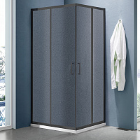 Ограждение душевое Lea-CR-1200*800-G-Matt Black Г-образное профиль черный стекло грейп 1200*800*1850 SANTREK AQUA 347047