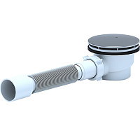 Сифон для душевого поддона 1 1/2"*90 h65 с гибкой трубой 375*40/50 хром Анипласт (Е325C) 9-2164