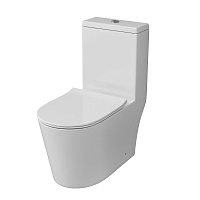 Унитаз напольный моноблок Classic безободковый с тонкой крышкой и смывом торнадо белый Grossman GR-4487SQ 