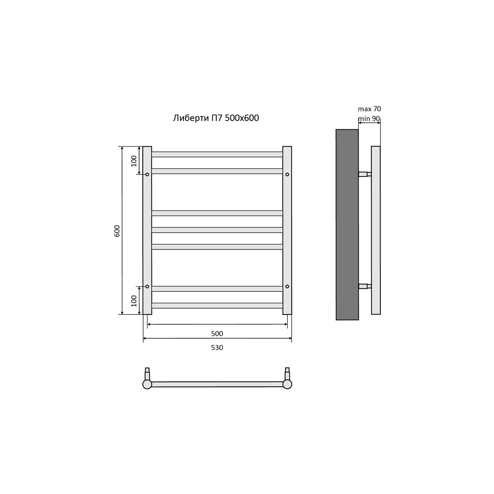 Полотенцесушитель Либерти П7 500*600 хром Aquatek AQ RR0760CH купить 4