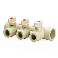 Коллектор с шаровыми кранами PPR 32*3  Lammin полипропиленовый серый Lm31081003032G