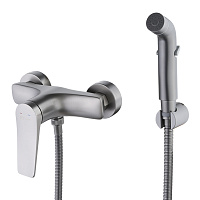Смеситель настенный с гигиеническим душем Lemark Bronx LM3718GM графит