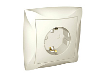 Розетка LEXEL ДУЭТ WDE000244 с рамкой, со  шторками, бежевая, 1-местная
