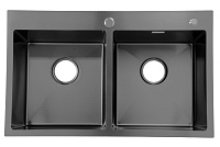 Мойка из нержавеющей стали врезная D7848HDB PRO 780*480*220мм ГРАФИТ двойная SANTREK AQUA 325089