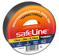 Изолента термостойкая ПВХ 19мм*20м Safeline 9598822 черная