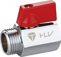 Кран шаровой HLV MINI для сантехнических приборов, рукоятка-флажок, резьба внутренняя-наружняя 1/2" 106331(Т.25/400) оК&