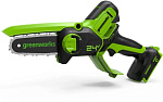 Пила цепная аккумуляторная Greenworks G24MCS10 (1/4"-1.1-26) сумка 24В шина-4"/10 см без акк и з/у(тушка) (2008207)
