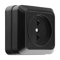 Розетка 2П открытой установки керамика Альфа IP20 10A 250В черная General 477054