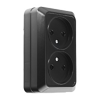Розетка 2П открытой установки керамика Альфа IP20 10A 250В двойная черная General 477056