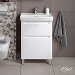 Тумба Lana 60 с раковиной Q 60 белая Alavann СТ-5701-0600-00(01)