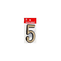 Цифра дверная пластик 5  золото