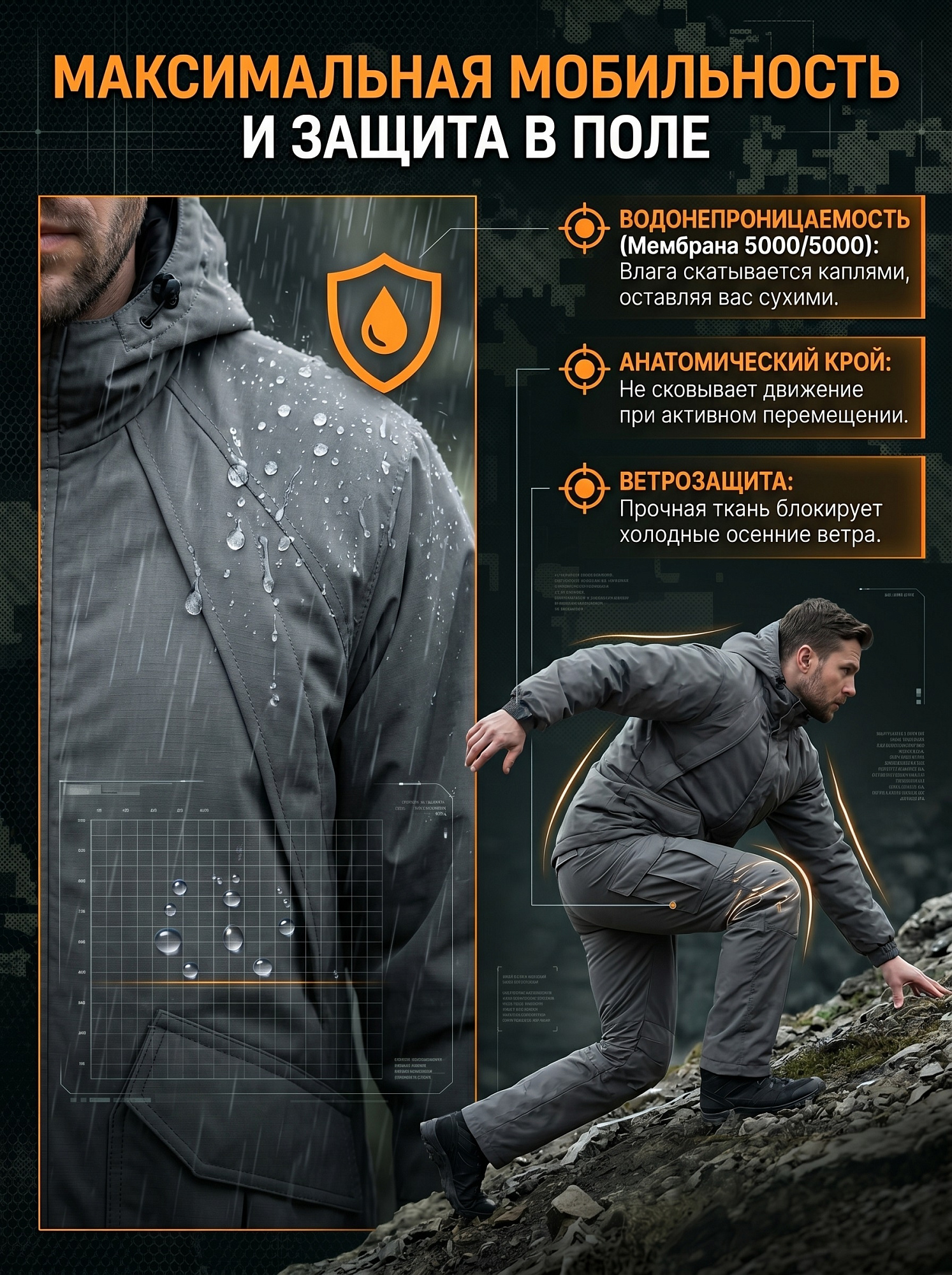Костюм "IFRIT-Demi-long" таслан Серый р.48-50/170-176см Элементаль К-420-3 доставка Нижний Новгород 6 Костюм "IFRIT-Demi-long" таслан Серый р.48-50/170-176см Элементаль К-420-3 купить 6