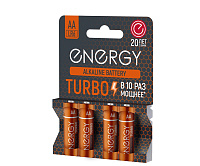 Элемент питания Energy Turbo "пальчик" LR6 4B АА алкалиновые 4шт 107051