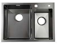 Мойка из нержавеющей стали врезная D6548HDB PRO 650*480*220мм ГРАФИТ 1.5чаши SANTREK AQUA 325091