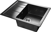 Мойка врезная PRO SQUARE SA-S650L чаша крыло сифон 650*500мм черный-308 SANTREK AQUA 313767