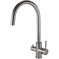 Смеситель Esko K22 для кухни однорычажный с краном для подачи питьевой воды R-излив никель матовый