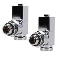 Набор дизайн-вентилей CUBE угловой  для радиатора 1/2" (хром) Royal Thermo RTE 56.002