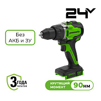 Дрель-шуруповерт акк. Greenworks GD24DD90, 24V, б/щет, 0-550 / 0-2100 об/мин, 45/90Нм, без АКБ и ЗУ (3707507)