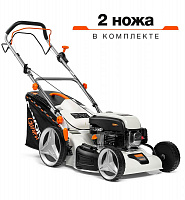 Газонокосилка бензиновая DeWORKS L50SV самоходн+вариатор 5,0л.с, 155см3, 48см травосборник 65л