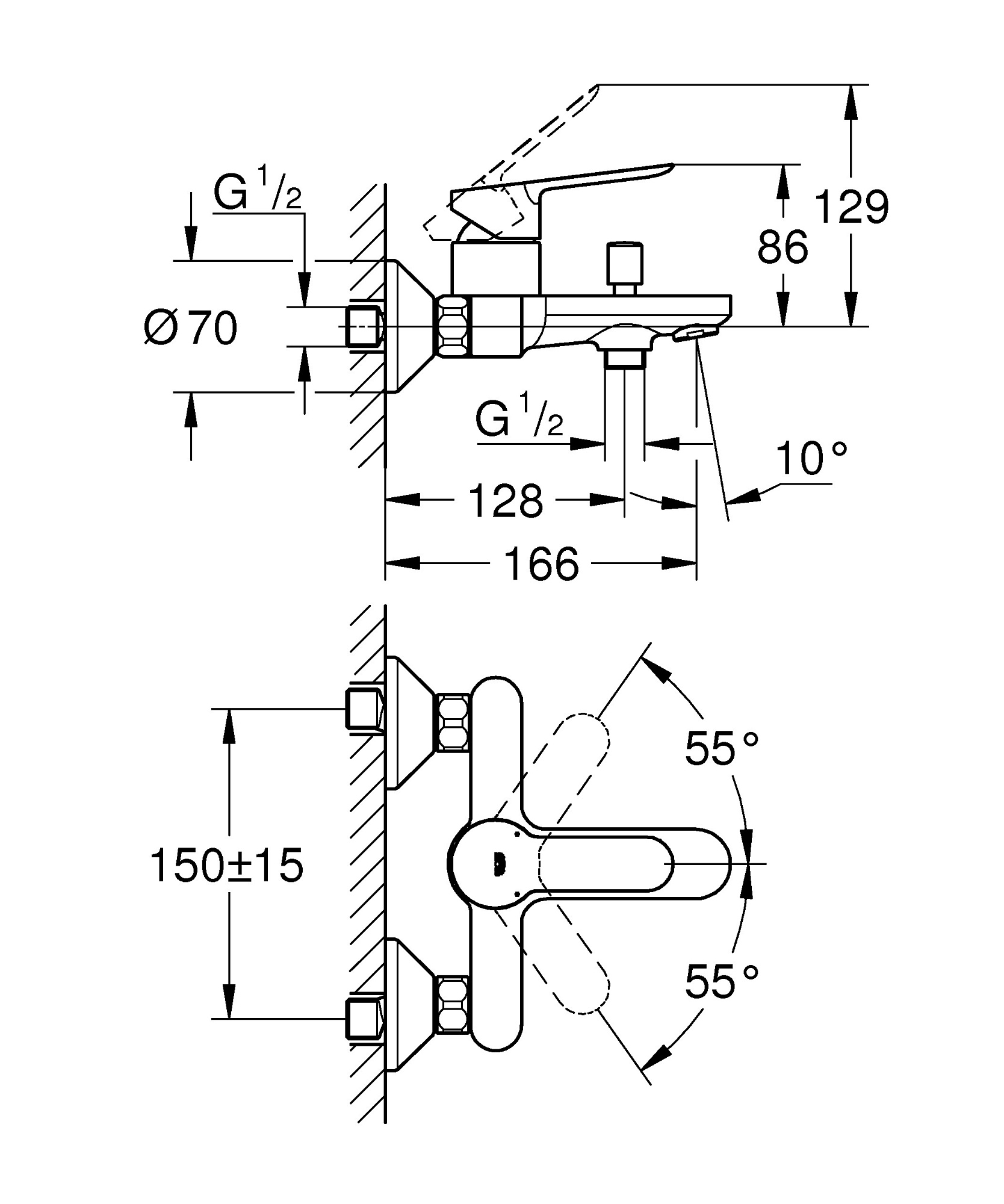 Смеситель BauEdge для ванны цвет хром GROHE 23605000 купить 2