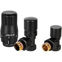 Комплект клапанов термостатических Design угловой 1/2 черный Stout SVTDK-0002-000015B