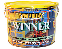 Эмаль полиуретановая универсальная Symphony WINNER шелковисто-матовая база A белая (9л)