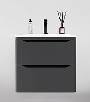 Тумба подвесная Марелла 60 и раковина Марелла 60 антискрейтч серый Style Line СС-00002406/00002367