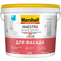 Краска акриловая фасадная Marshall Maestro База BC глубокоматовая - 4.5 л