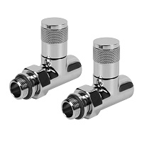 Набор дизайн-вентилей PIANO 1/2" прямой для радиатора цвет хром Royal Thermo RTE 50.022