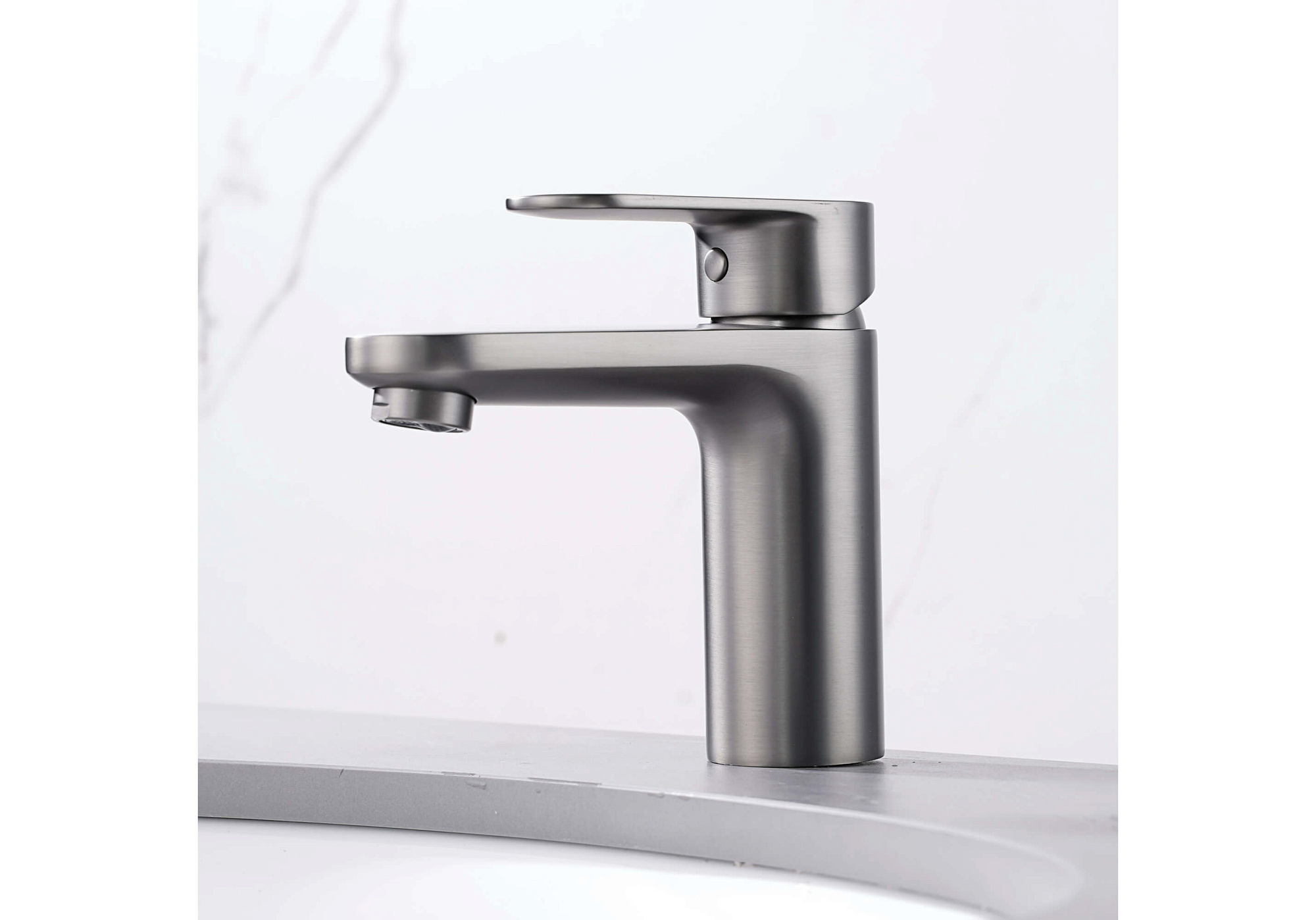 Смеситель НИКА  для раковины 90 без донного клапана оружейная сталь Aquatek AQ1810BGM купить 4