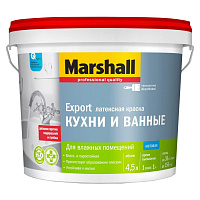 Краска латексная Marshall Export для кухни и ванны белая 4.5 л Краска латексная Marshall Export для кухни и ванны белая 4.5 л