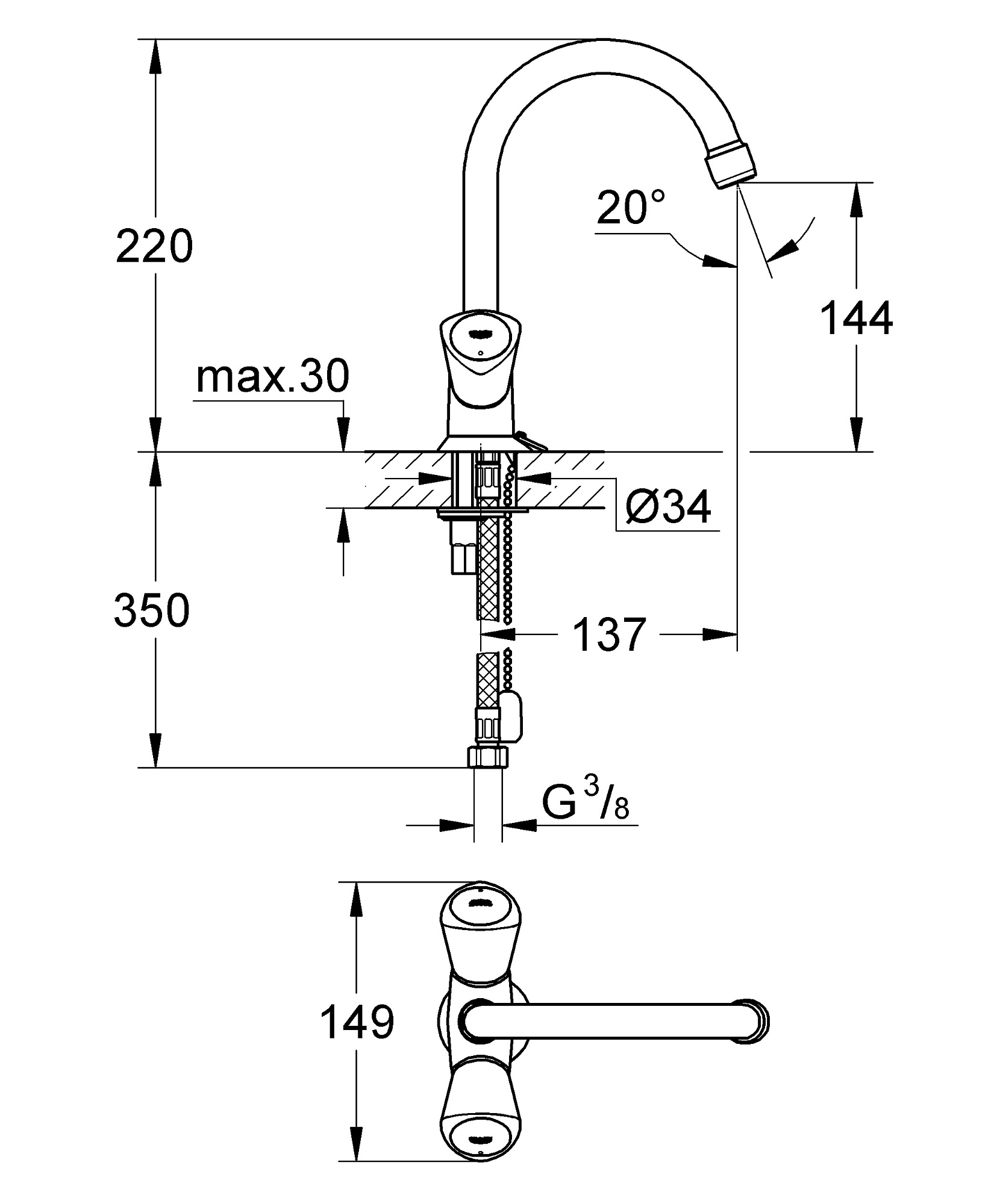 Смеситель для раковины Costa S цвет хром GROHE 21338001 доставка Нижний Новгород 3 Смеситель для раковины Costa S цвет хром GROHE 21338001 купить 3