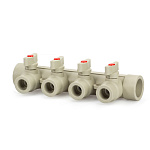 Коллектор с шаровыми кранами PPR 32*4  Lammin полипропиленовый серый Lm31081004032G