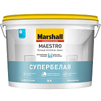 Краска для потолков Marshall Maestro Супербелая глубокоматовая 9 л