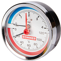 Термоманометр аксиальный с запорным клапаном 1/2 Dn 80мм Rommer RIM-0005-800415 Термоманометр аксиальный с запорным клапаном 1/2 Dn 80мм Rommer RIM-0005-800415