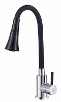 Смеситель ARGO SOLID 35-12 black для кухни двухпозиционный пластичный излив хром/черный