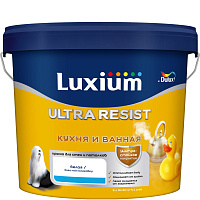 Краска для стен и потолков Ultra Resist Кухня и Ванная полуматовая белая база BW Luxium 50034778 (5л)
