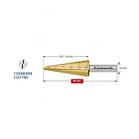 Сверло по металлу ступенчатое 3-14мм 6*60 HSS-XE TIN-GOLD Karnasch