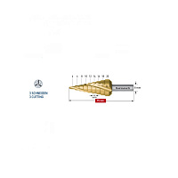 Сверло по металлу ступенчатое 4-20мм HSS-XE с покр TIN-GOLD Karnasch