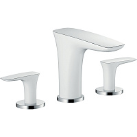 Смеситель HANSGROHE PuraVida 15073400 для раковины на 3 отверстия белый/хром