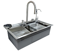 Мойка  из нержавеющей стали врезная HB7545S 750*450*220мм Сатин SANTREK AQUA 330929