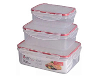 Комплект контейнеров для продуктов Amore / Clipso прямоугольные  0,5 л + 1л + 1,5 л Giaretti  GR1846