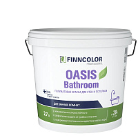 Краска для влажных помещений OASIS BATHROOM  полуматовая белый (база А) 2.7л Finncolor