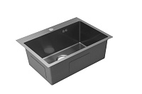 Мойка из нержавеющей стали врезная D6045H-B 600*450*220мм ГРАФИТ сифон SANTREK AQUA 342097