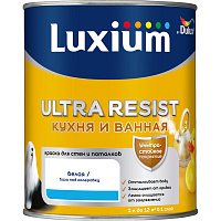 Краска для стен и потолков Ultra Resist Кухня и Ванная полуматовая белая база BW Luxium 50034787 (1л)