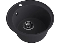 Мойка врезная Ovola SAO48 круглая с сифоном D479мм черный мрамор SANTREK AQUA SAO48 341189