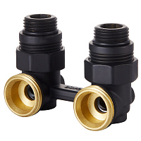 Узел нижнего подключения угловой для радиатора 1/2"х3/4"EK черный Royal Thermo RANPU11234BL