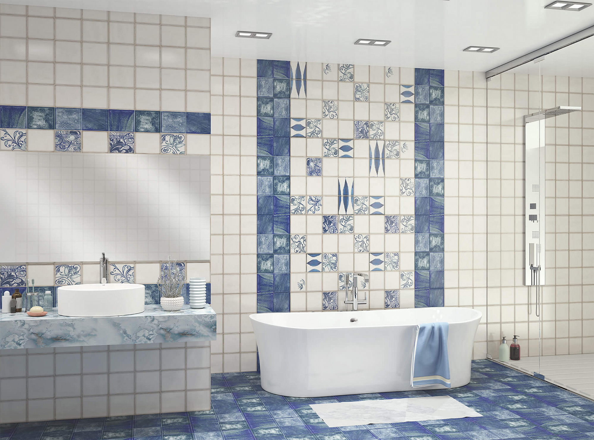 Вставка Faenza Cobalt Ornament Frise 3 15.6*63 см, Eletto Ceramica 586832005 купить 1