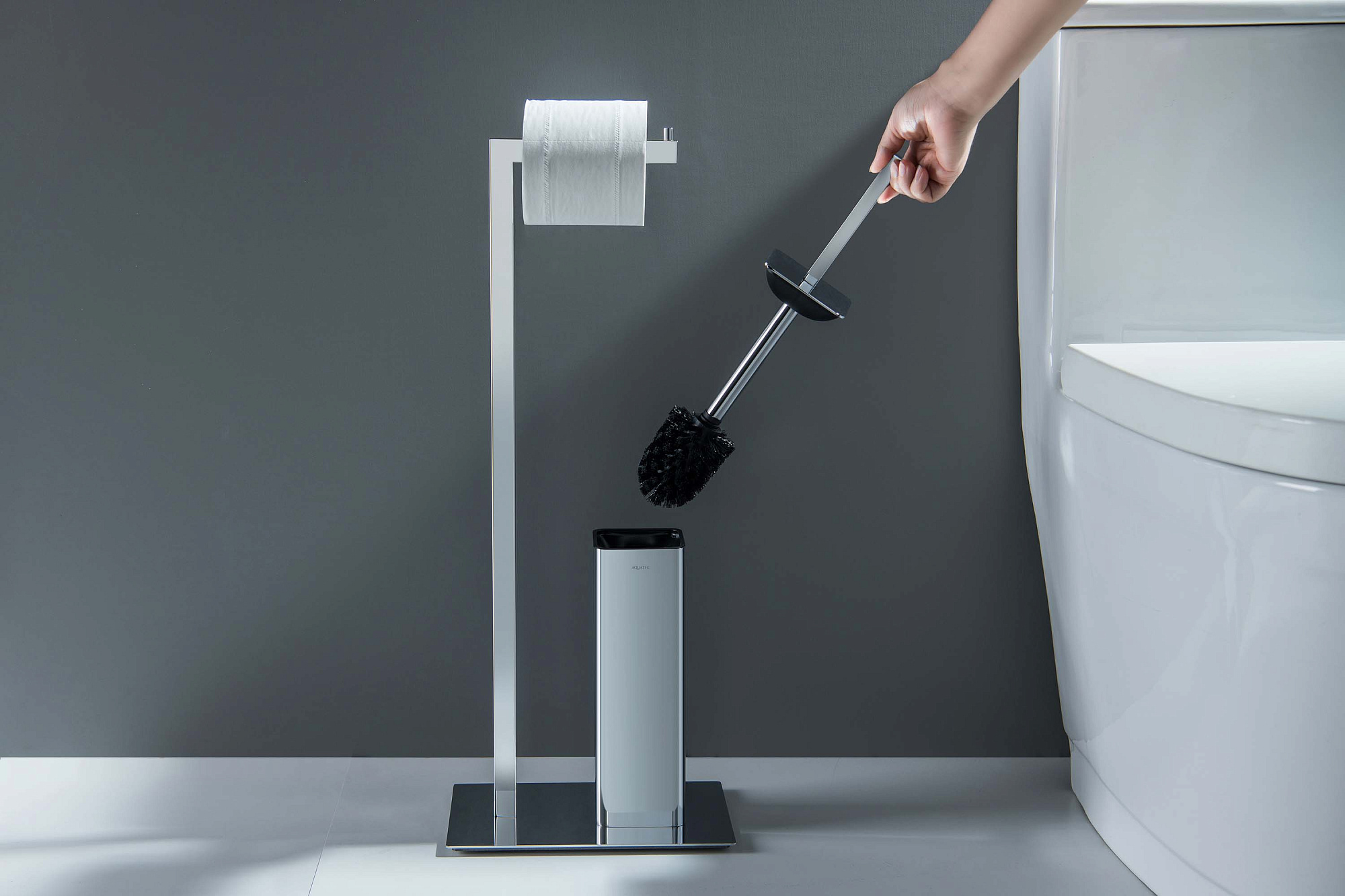 Держатель туалетной бумаги ЛИБРА с ершиком напольный хром Aquatek AQ4331CR доставка Нижний Новгород 3 Держатель туалетной бумаги ЛИБРА с ершиком напольный хром Aquatek AQ4331CR купить 3