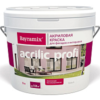 Краска акриловая Akrylik Profi для фасадов и интерьеров 9л белая BAYRAMIX BAP-130/090 (13кг)